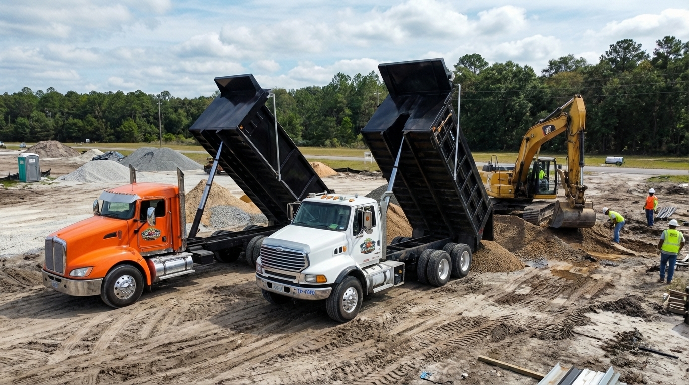Active construction worksite served by Amazing Hauling